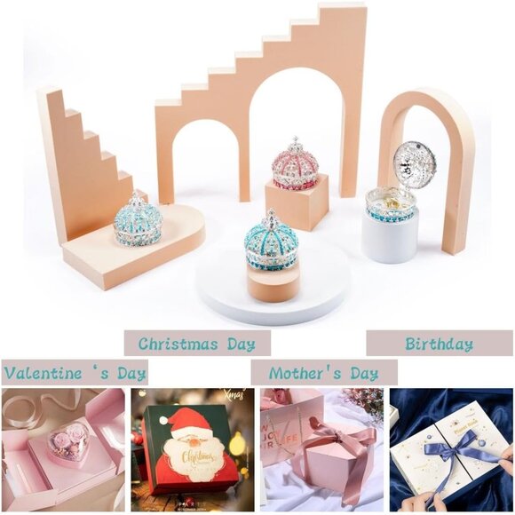 ✨Gawhood Women Silver Crown Trinket Ring Small Tiny Box Rosary Ornament Jewelry - Picture 6 of 6